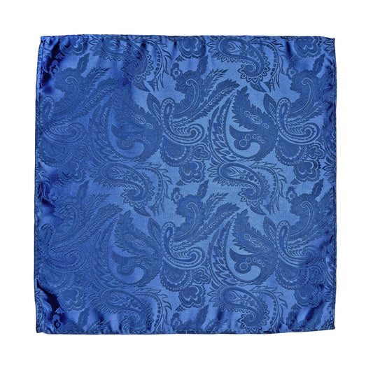 Cobalt Blue Luxury Paisley Weave Pocket Square
