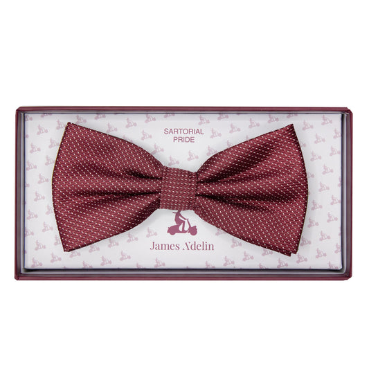 Burgundy Luxury Spotted Pin Dot Textured Weave Bow Tie