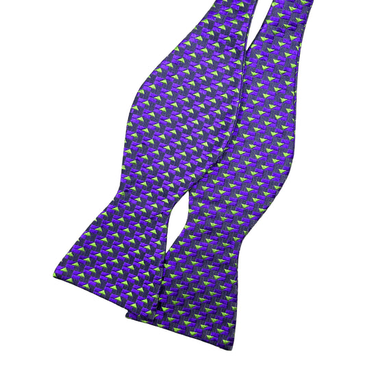 Purple Luxury Silk Geometric Weave Self Tied (T.Y.O.) Bow Tie