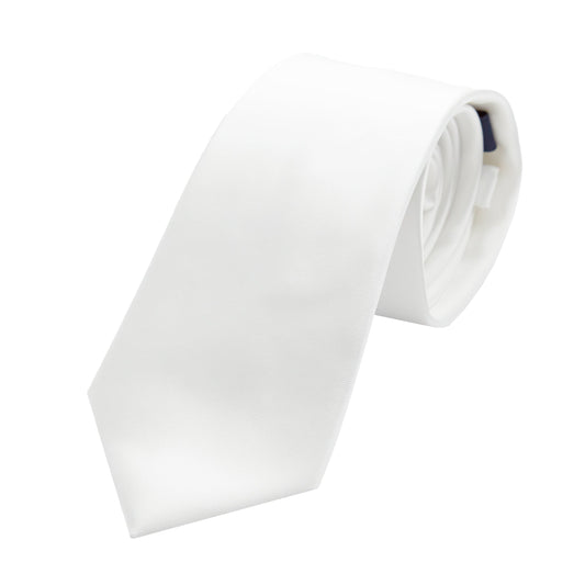 White Luxury Satin Weave Neck Tie