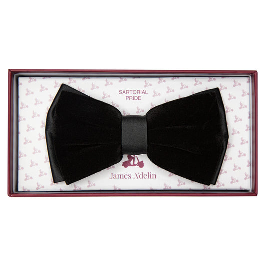 Black Velvet and Satin Weave Contrast Bow Tie