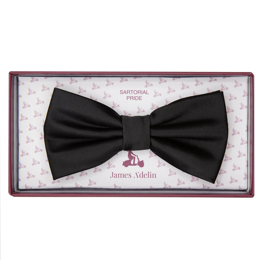Black Luxury Satin Weave Bow Tie