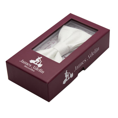White Mini Spotted Weave Bow Tie