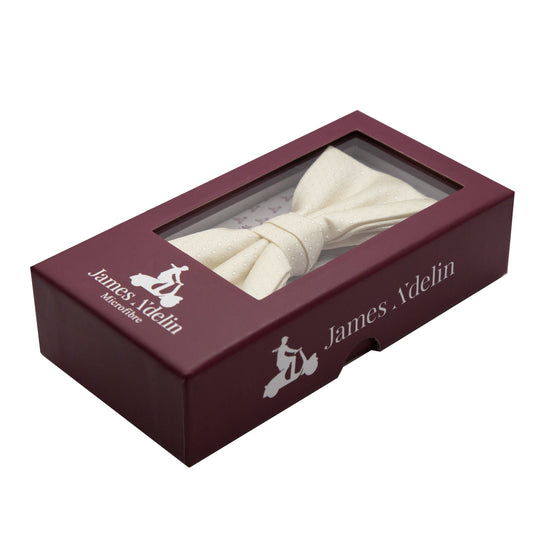 Ivory/White Mini Spotted Weave Bow Tie