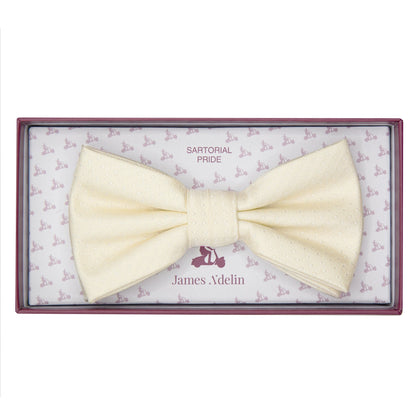 Ivory/White Mini Spotted Weave Bow Tie