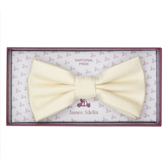 Ivory/White Mini Spotted Weave Bow Tie