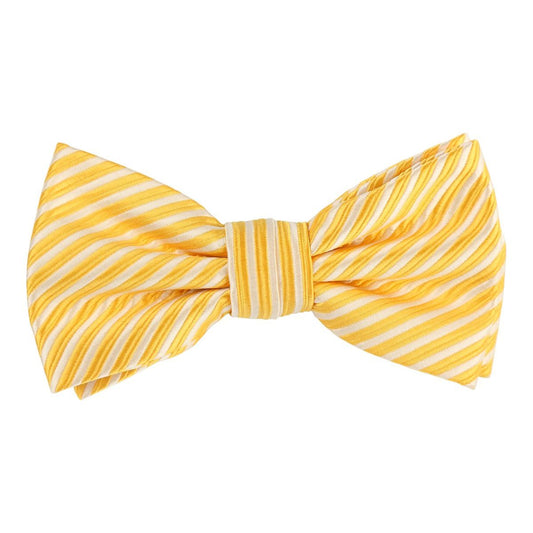 Gold/White Diagonal Mini Striped Weave Bow Tie