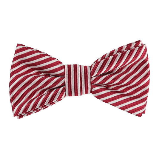 Burgundy/White Diagonal Mini Striped Weave Bow Tie