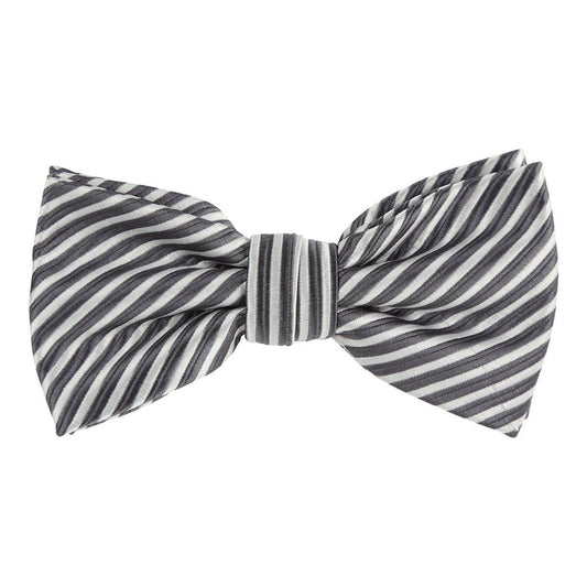 Charcoal/White Diagonal Mini Striped Weave Bow Tie