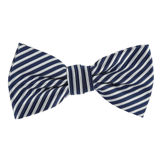 Navy/White Diagonal Mini Striped Weave Bow Tie