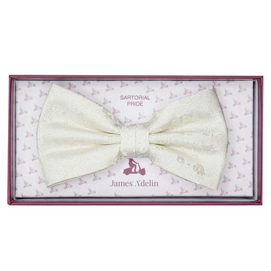Off White Luxury Floral Weave Bow Tie
