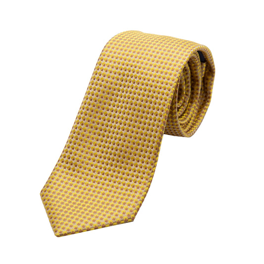 Gold/Taupe Luxury Gingham Textured Weave Neck Tie