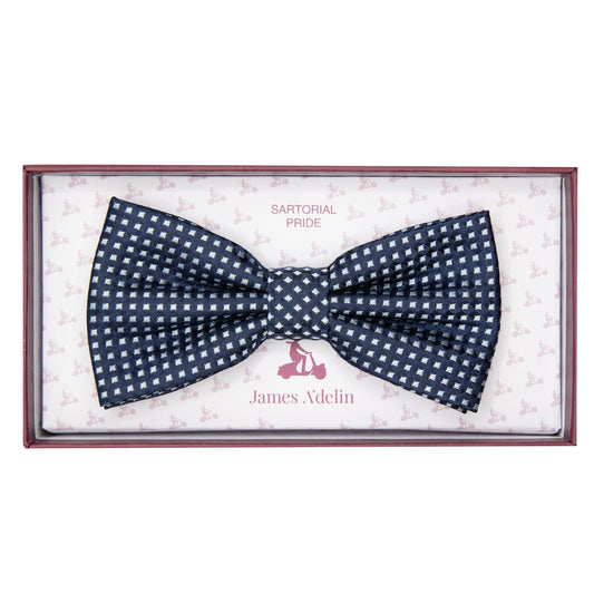 Navy/Sky Luxury Gingham Textured Weave Pre Tied Bow Tie
