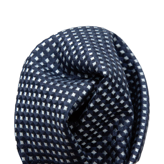 Navy/Sky Luxury Gingham Textured Weave Pocket Square