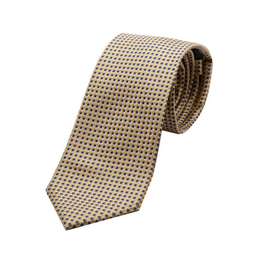 Taupe/Navy Luxury Gingham Textured Weave Neck Tie