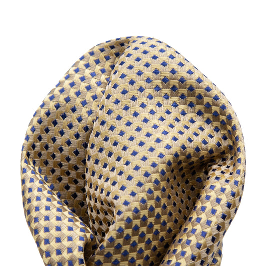 Taupe/Navy Luxury Gingham Textured Weave Pocket Square