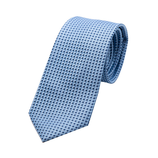Sky/Navy Luxury Gingham Textured Weave Neck Tie