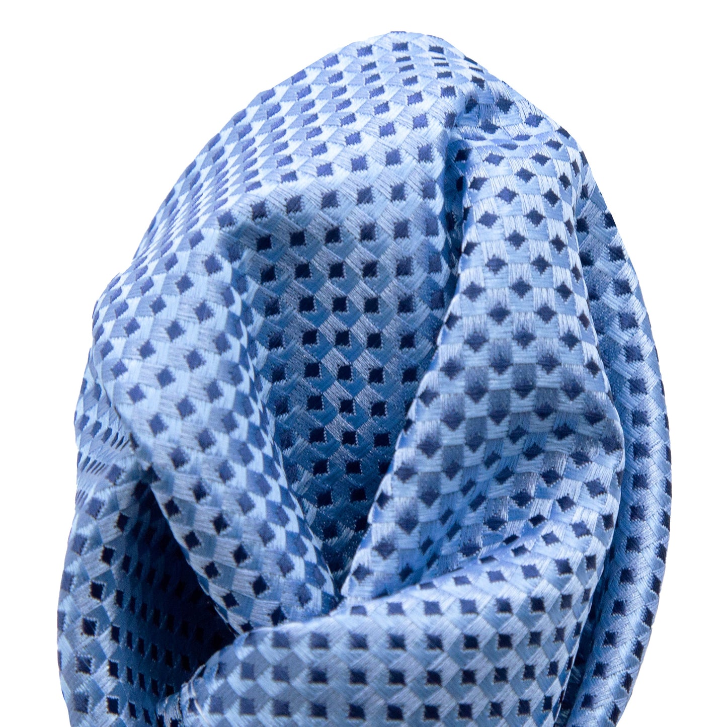 Sky/Navy Luxury Gingham Textured Weave Pocket Square