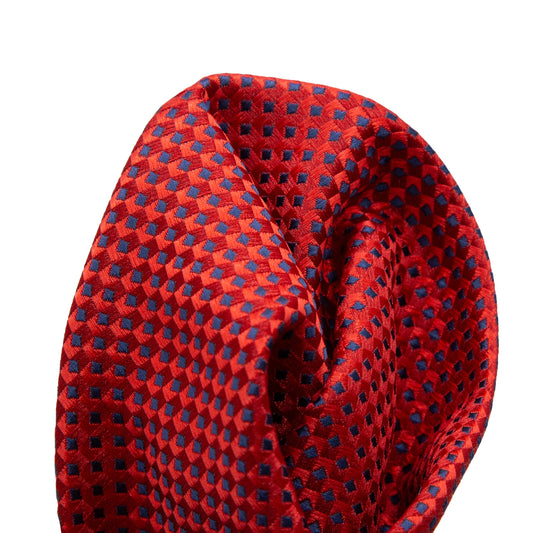 Red/Navy Luxury Gingham Textured Weave Pocket Square
