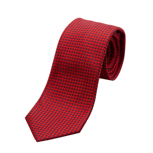 Red/Navy Luxury Gingham Textured Weave Neck Tie