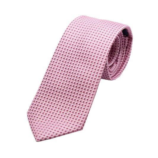 Pink/Magenta Luxury Gingham Textured Weave Neck Tie