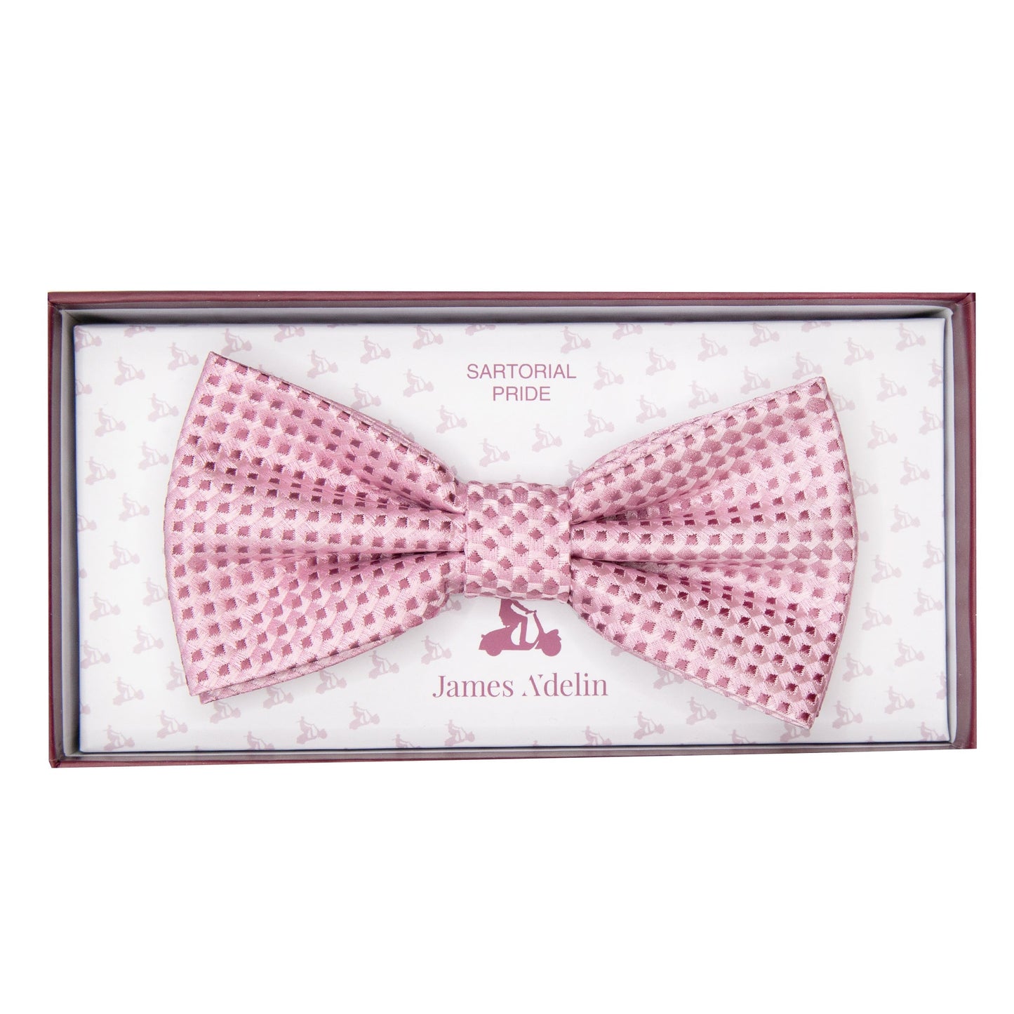 Pink/Magenta Luxury Gingham Textured Weave Pre Tied Bow Tie