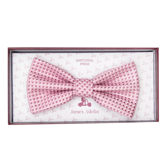 Pink/Magenta Luxury Gingham Textured Weave Pre Tied Bow Tie