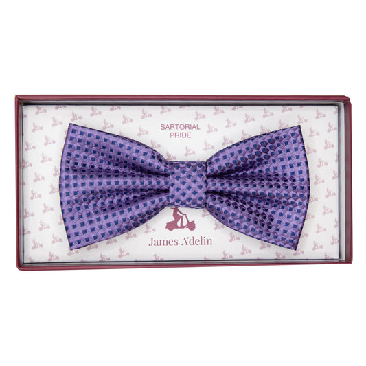 Purple/Navy Luxury Gingham Textured Weave Pre Tied Bow Tie