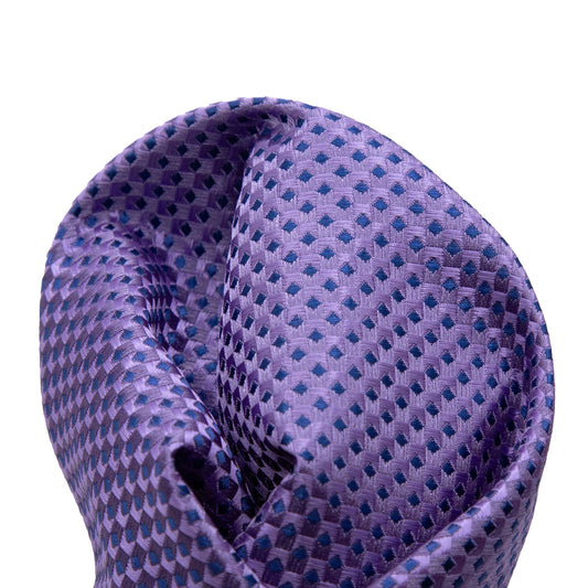 Purple/Navy James Adelin Luxury Gingham Textured Weave Pocket Square