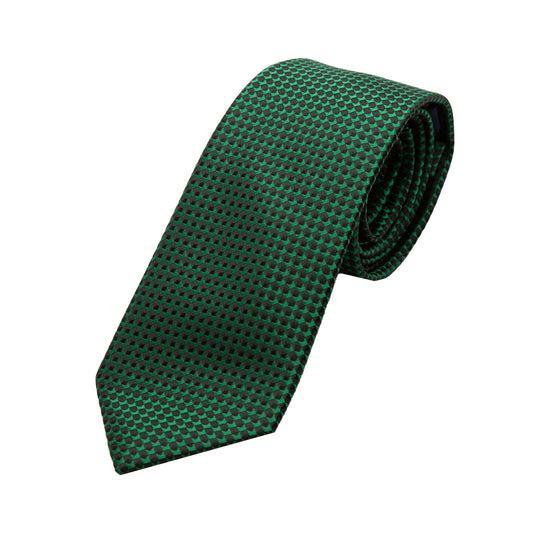 Green/Navy Luxury Gingham Textured Weave Neck Tie