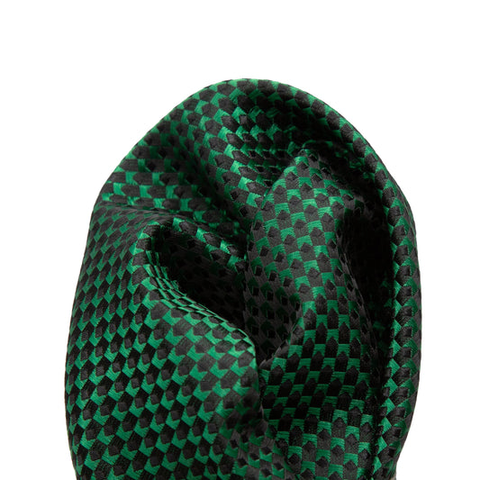 Green/Navy Luxury Gingham Textured Weave Pocket Square