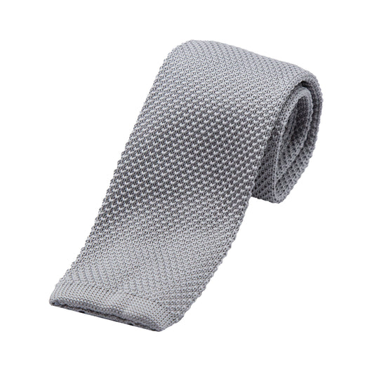 Silver Luxury Knitted Neck Tie