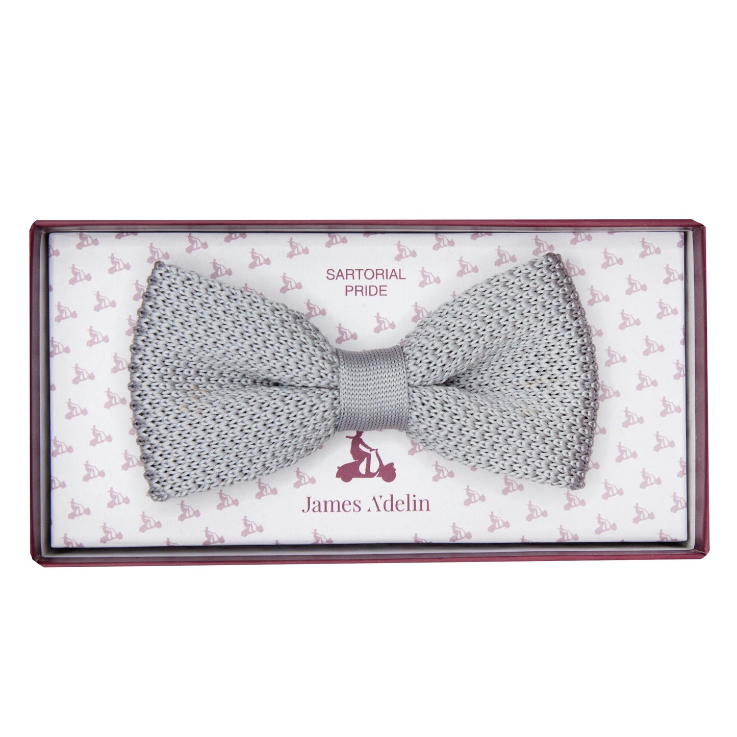 Silver Luxury Knitted Bow Tie