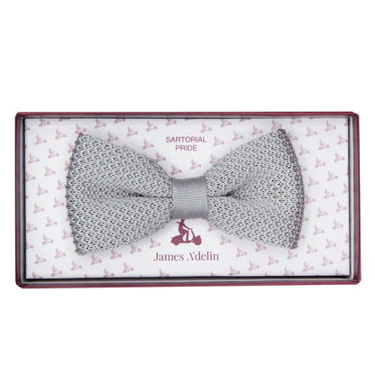 Silver Luxury Knitted Bow Tie