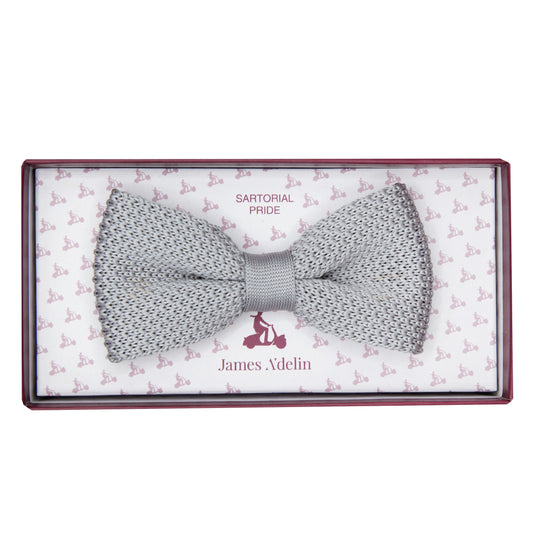 Silver Luxury Knitted Bow Tie