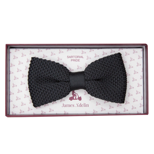 Charcoal Luxury Knitted Bow Tie