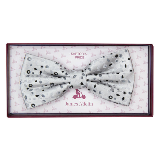 Silver Luxury Mini Floral Weave Bow Tie