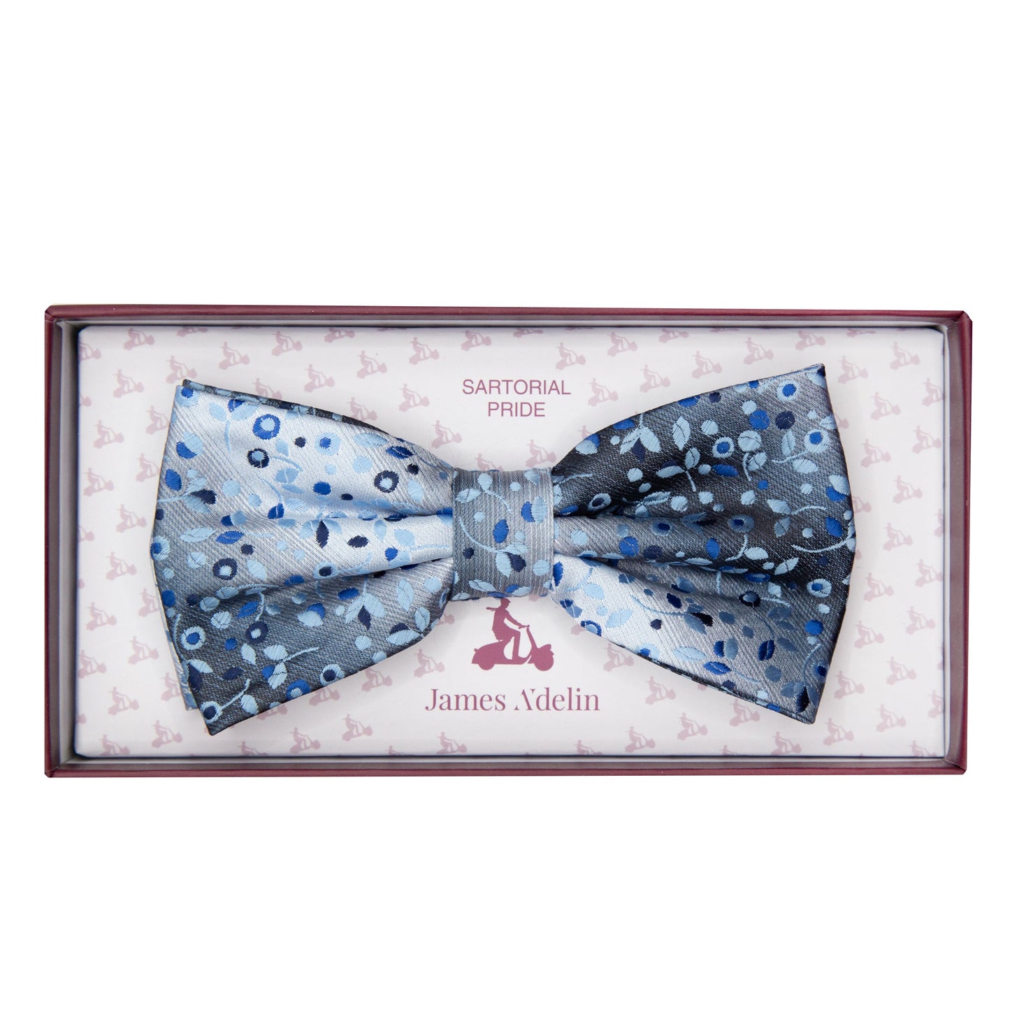 Blue Luxury Mini Floral Weave Bow Tie