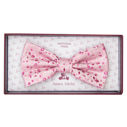 Pink Luxury Mini Floral Weave Bow Tie