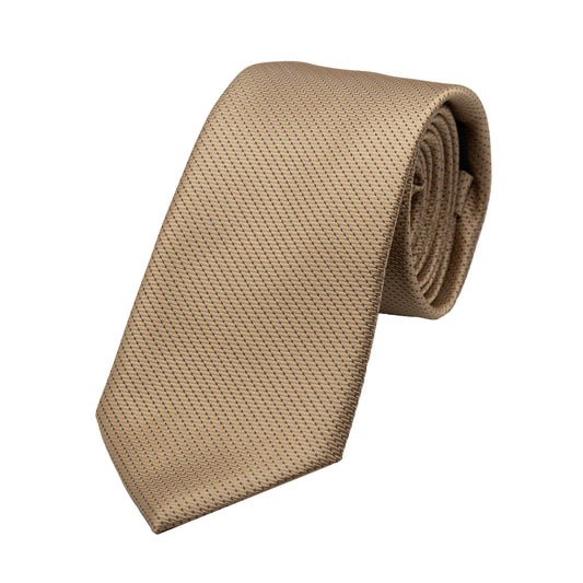Beige Luxury Spotted Pin Dot Textured Weave Neck Tie