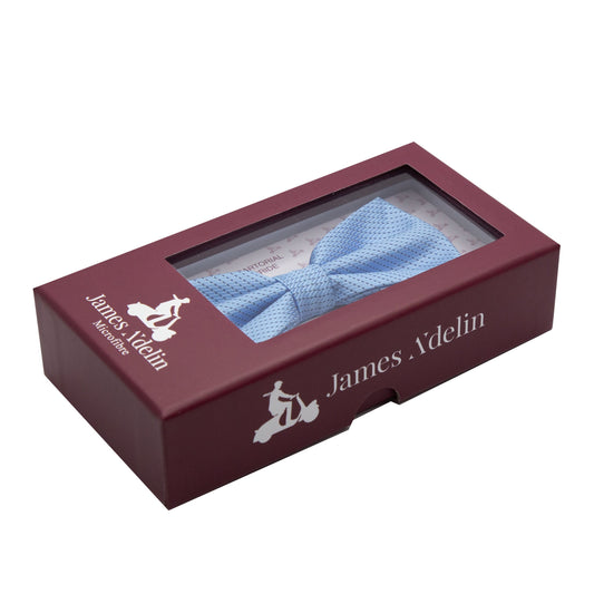 Sky Blue Luxury Spotted Pin Dot Textured Weave Bow Tie