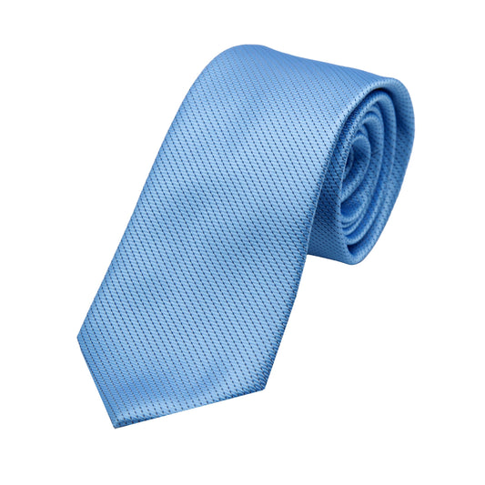 Sky Blue Luxury Spotted Pin Dot Textured Weave Neck Tie