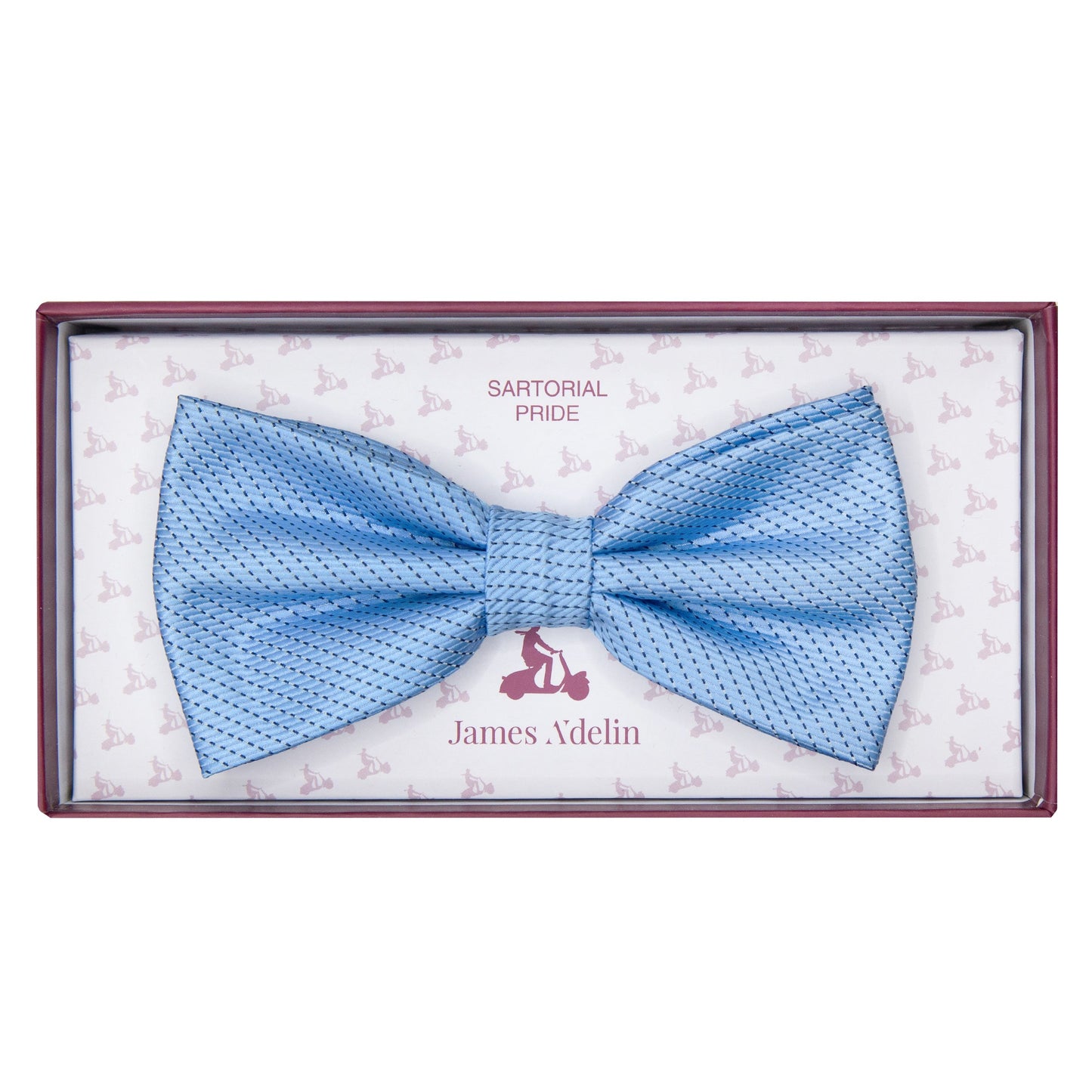Sky Blue Luxury Spotted Pin Dot Textured Weave Bow Tie