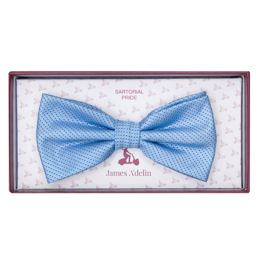 Sky Blue Luxury Spotted Pin Dot Textured Weave Bow Tie