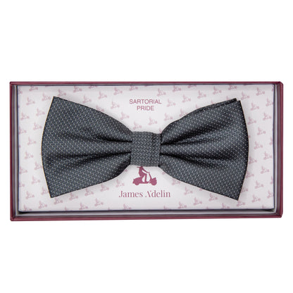 Charcoal Luxury Spotted Pin Dot Textured Weave Bow Tie