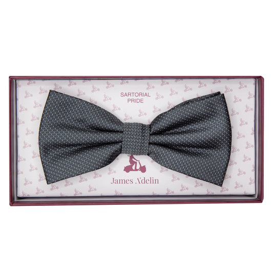 Charcoal Luxury Spotted Pin Dot Textured Weave Bow Tie