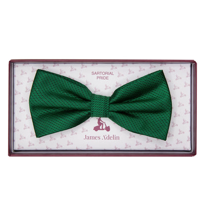 Green Luxury Spotted Pin Dot Textured Weave Bow Tie