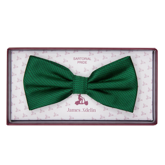 Green Luxury Spotted Pin Dot Textured Weave Bow Tie