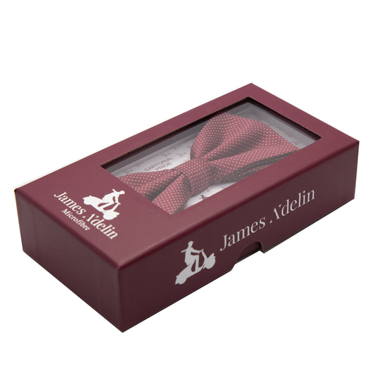 Burgundy Luxury Spotted Pin Dot Textured Weave Bow Tie