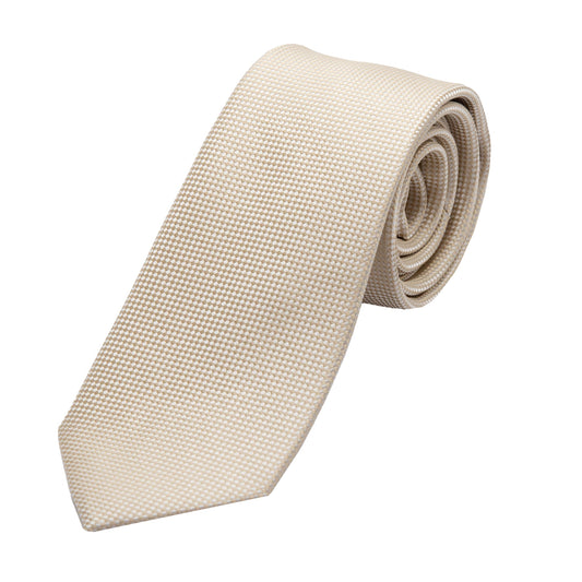 Beige Luxury Textured Weave Neck Tie